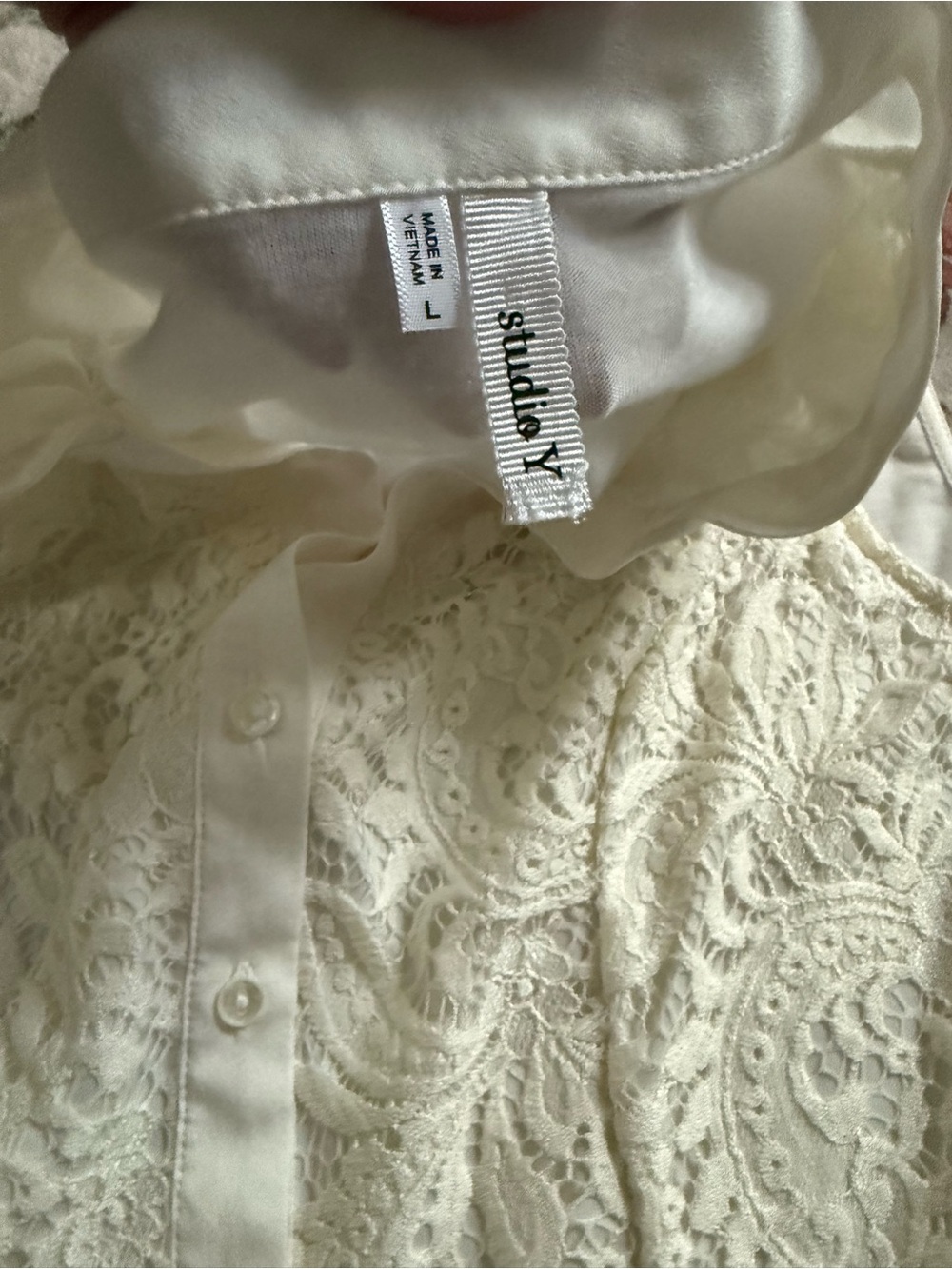 Studio Y Ivory Lace & Chiffon Sleeveless Peplum Top - Picture 2 of 4